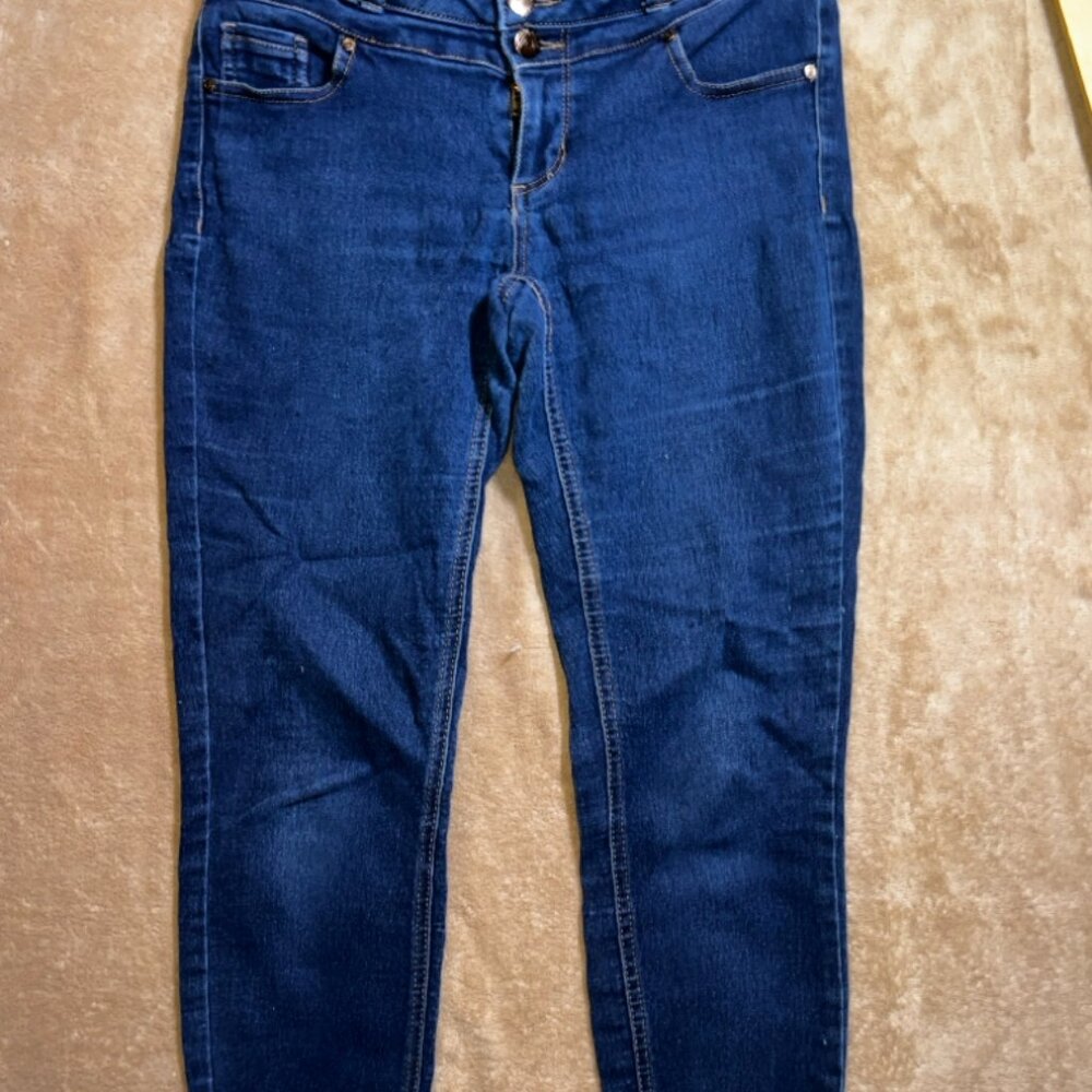 Blue Sprice Women 7/8 Dark Blue Denim Stretch Straight Leg Pants (P)